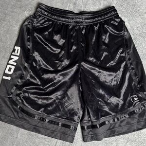 AND1 Men's Shiny Black Athletic Shorts